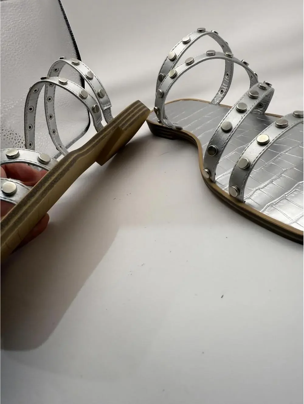Silver Studded Strappy Women's Sandals size 9